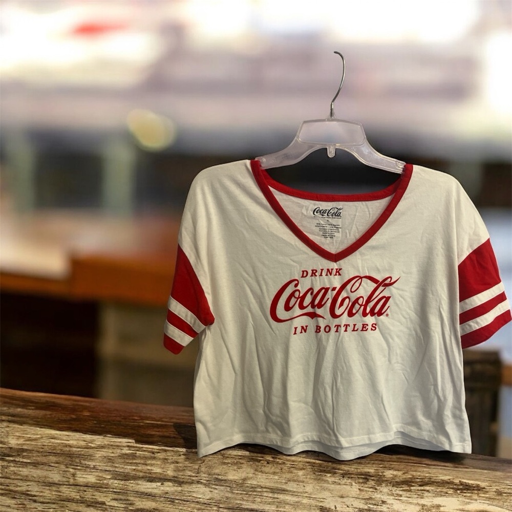 Coca-Cola Red and White V-Neck Tee